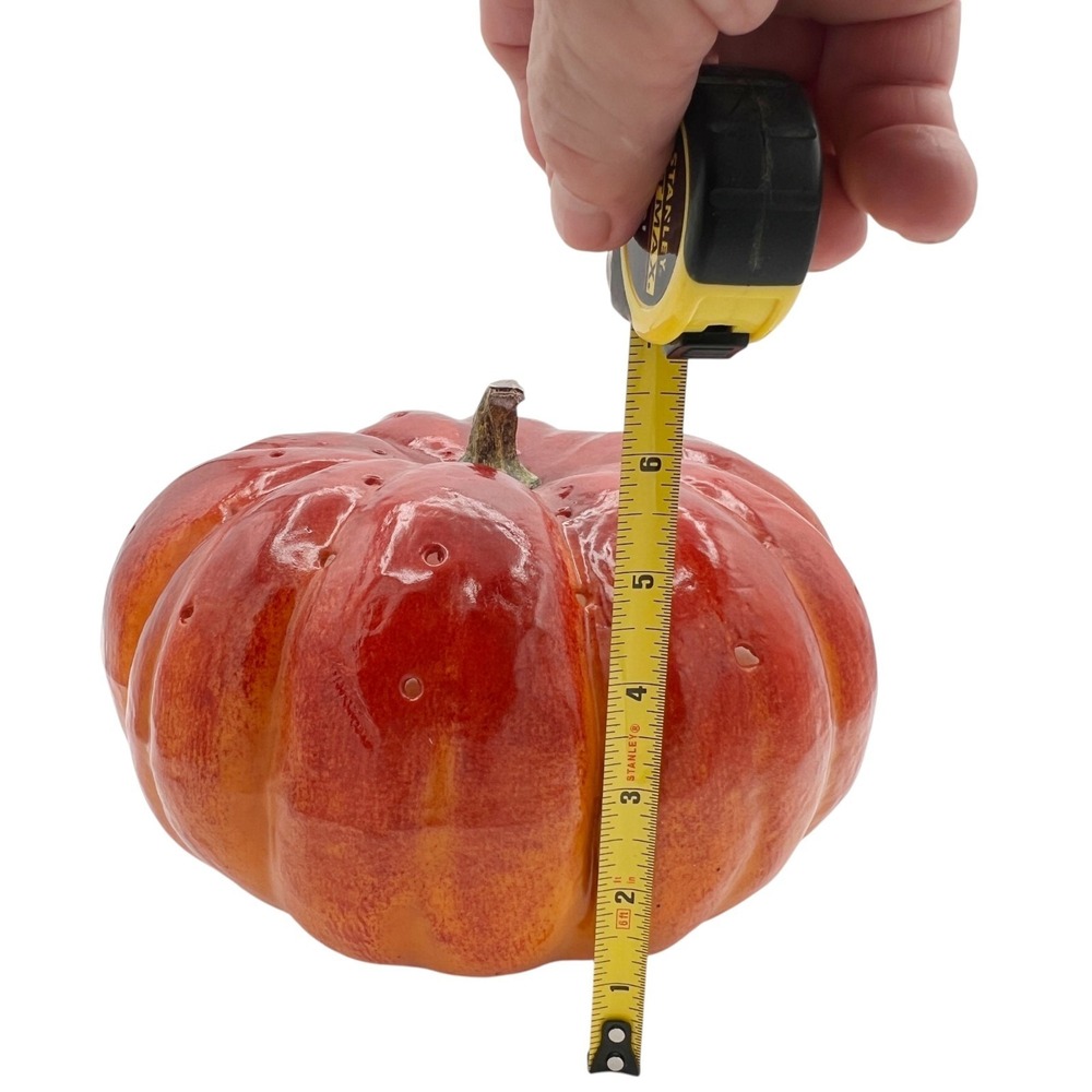 Large Red-Orange Glazed Foam Pumpkin Appetizer Skewer Holder Centerpiece 9"x7" - Picture 8 of 10